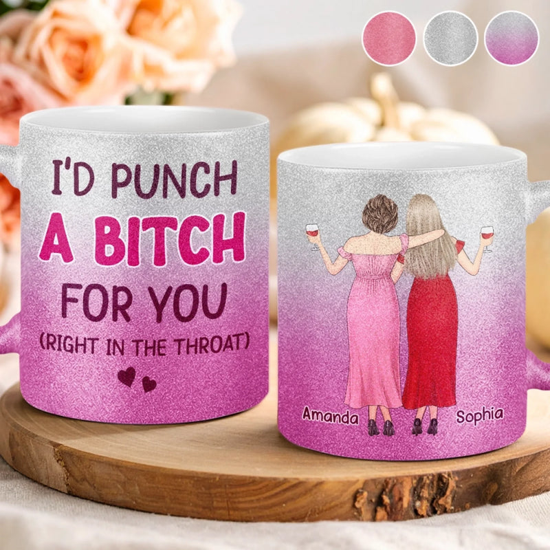 Custom 11OZ Glitter Matte Ceramic Mug - Personalized Best Friend Birthday Gifts For Women, Besties, Sisters, BFF - Together We Make Life Sweet
