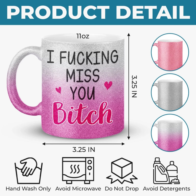 Custom Name Long Distance Friendship Gifts - Personalized Glitter Matte Mug