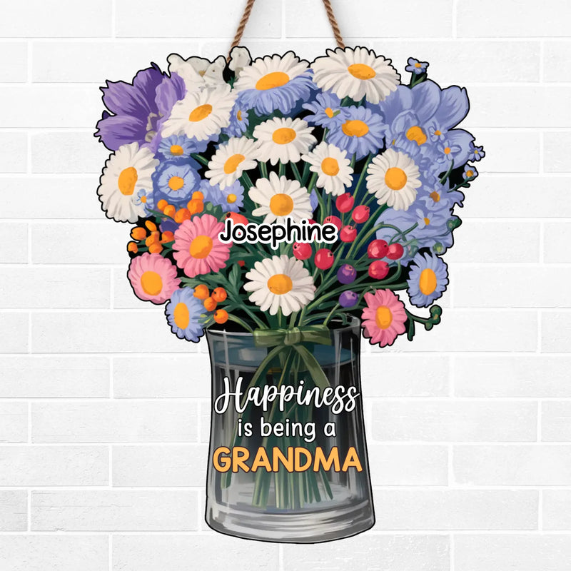 Custom Name Floral Grandma Gifts - Personalized Wood Sign