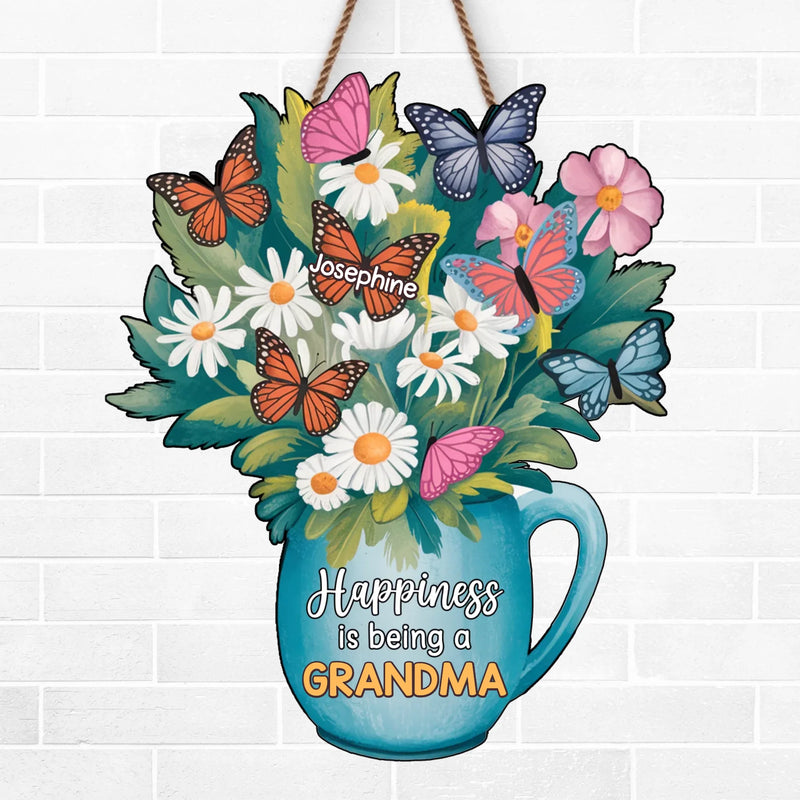 Custom Name Butterfly Grandma Gifts - Personalized Wood Sign