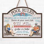 Custom Name Pool Rules Poolside Decor - Personalized Wood Sign