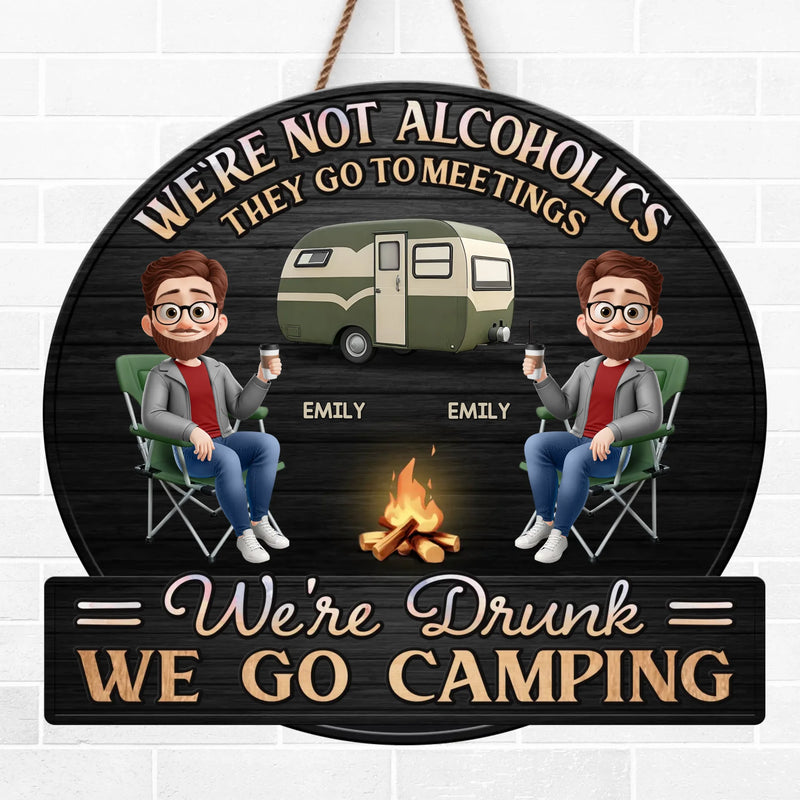 Custom Name Funny Camping Drinking Gifts for Campers - Personalized Wood Sign