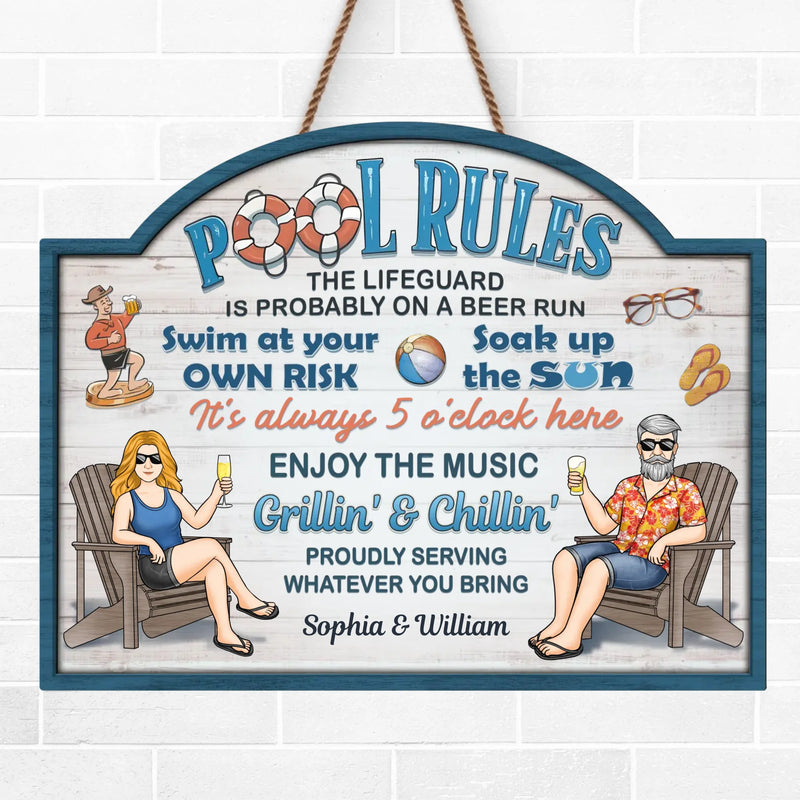Our Love Is As Deep As This Pool - Couple Personalized Custom Home Decor Wood Sign - Gift For Husband Wife, Anniversary