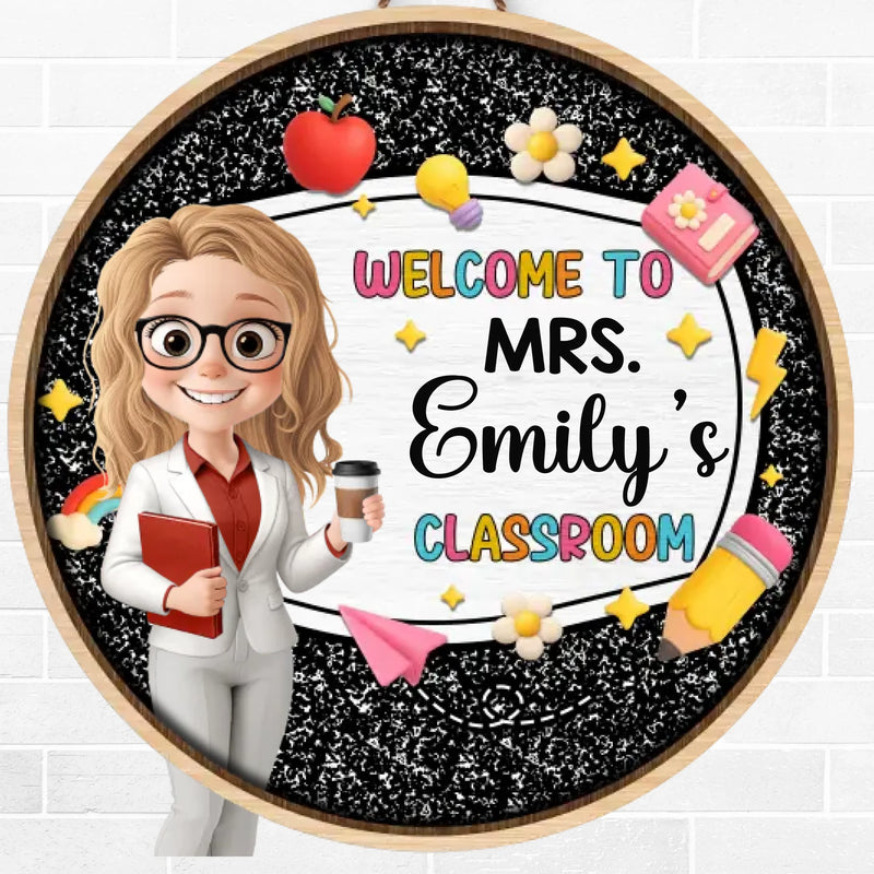 Custom Name Teacher Classroom Decor - Personalized Wood Sign