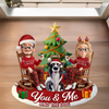 Custom Shaped Doormat - Personalized Anniversary Christmas Wedding Gifts For Husband And Wife, Dog Cat Lovers - Just Us, The Tree And The Dog