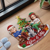 Custom Shaped Doormat - Personalized Anniversary Christmas Wedding Gifts For Husband And Wife, Dog Cat Lovers - Just Us, The Tree And The Dog