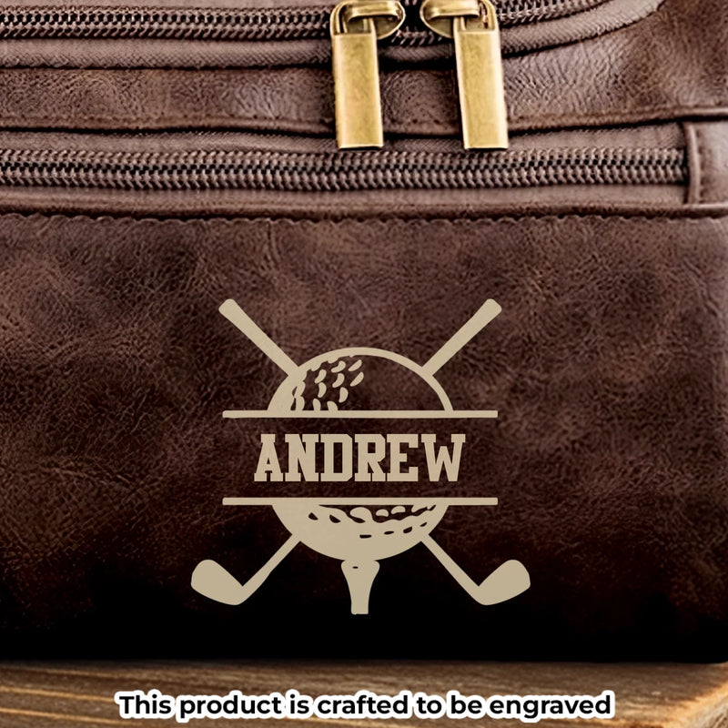 Custom Engraved Leather Toiletry Bag - Personalized  Christmas Birthday Golf Gifts For Men, Women - For The Man Who Plays Life Like Golf