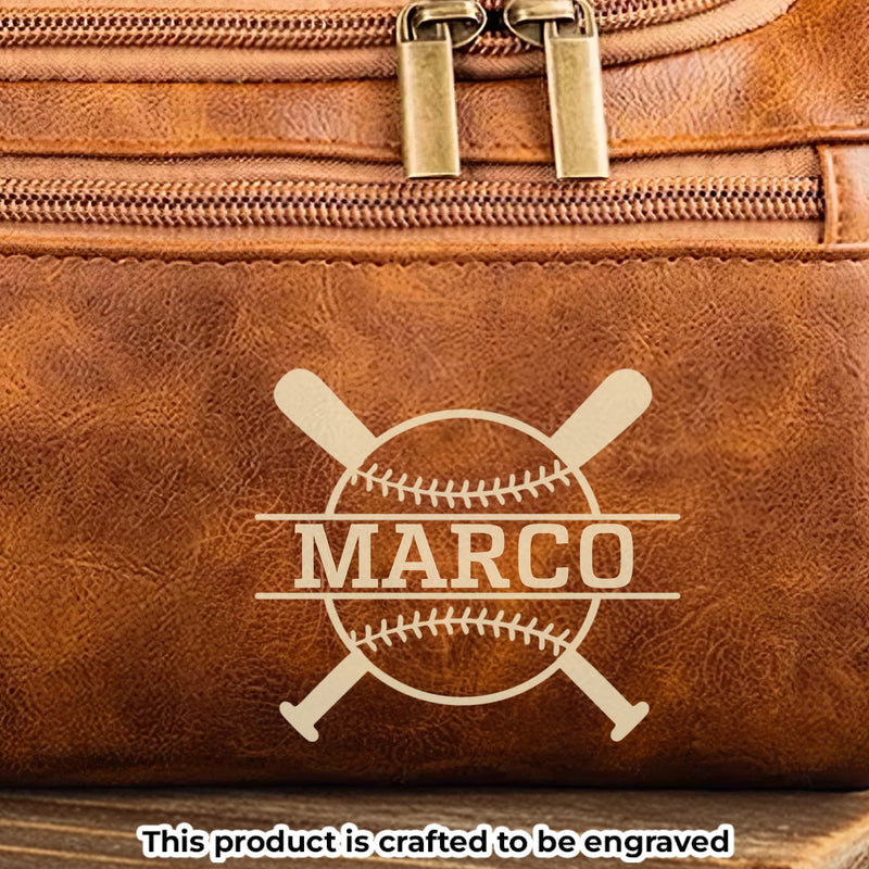 Custom Engraved Leather Toiletry Bag - Personalized  Christmas Birthday Baseball Gifts For Baseball Lovers, Sports Fans, Sports Lovers - Every Stitch Tells A Story