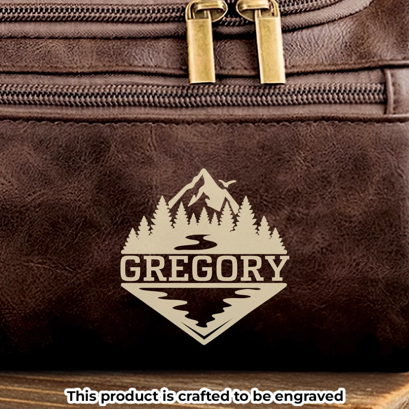 Custom Engraved Leather Toiletry Bag - Personalized  Christmas Birthday Camping Gifts For Campers - Built To Last Every Journey