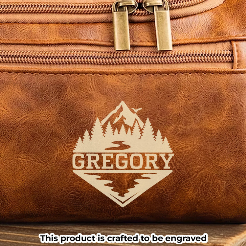 Custom Engraved Leather Toiletry Bag - Personalized  Christmas Birthday Camping Gifts For Campers - Built To Last Every Journey