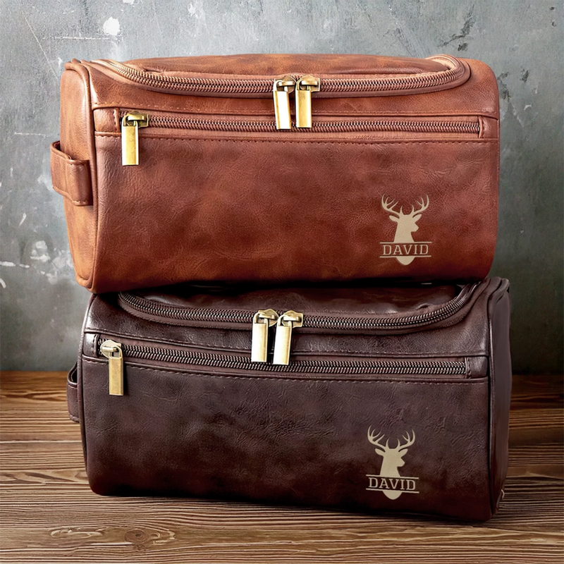 Custom Engraved Leather Toiletry Bag - Personalized  Christmas Birthday Hunting Gifts For Hunters - Hunt,  Explore, Repeat