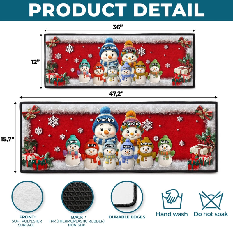 Custom Snowman Runner Rug - Personalized Christmas Birthday Gifts For Grandpa, Grandma - Where Love Finds Its Way Home