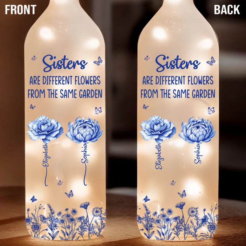 Custom Bottle Lamp - Personalized Best Friend Birthday Gifts For Women - Sisters Grow In The Same Garden Of Memories