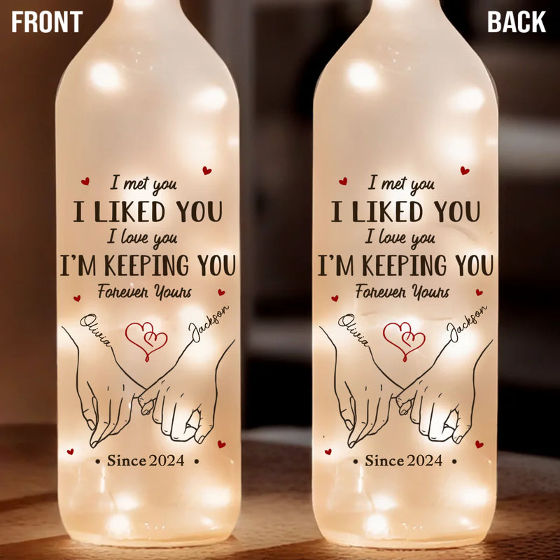 Custom Name Anniversary Gifts for Couples - Personalized Bottle Lamp