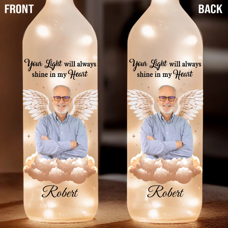 Custom Photo Memorial Angel Gifts - Personalized Bottle Lamp