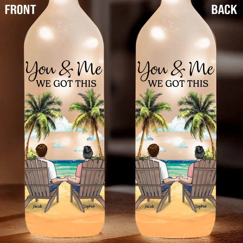 Custom Name Beach Couple Gifts - Personalized Bottle Lamp