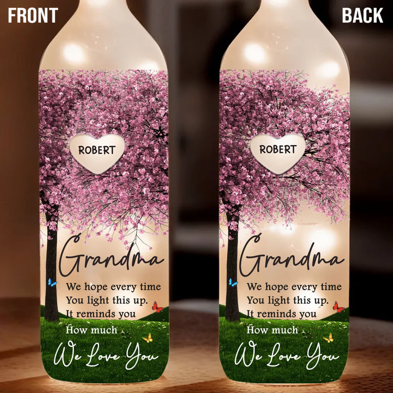 Lighting Up Love - Family Personalized Custom Bottle Lamp - Gift For Mom, Grandma