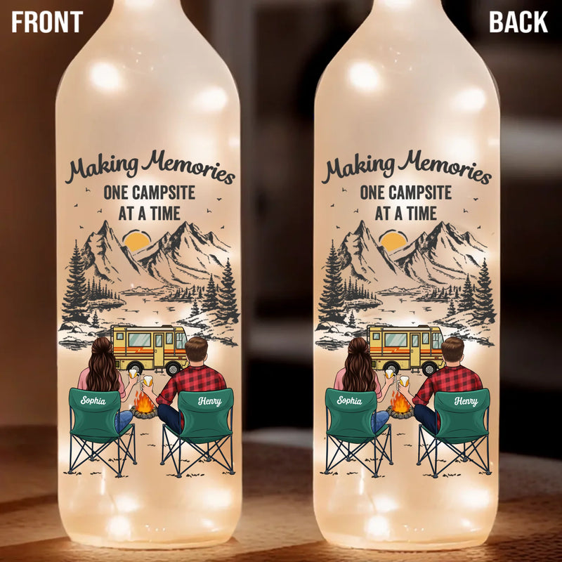 Camping Partners For Life - Couple Personalized Custom Bottle Lamp - Gift For Husband Wife, Camping Lovers