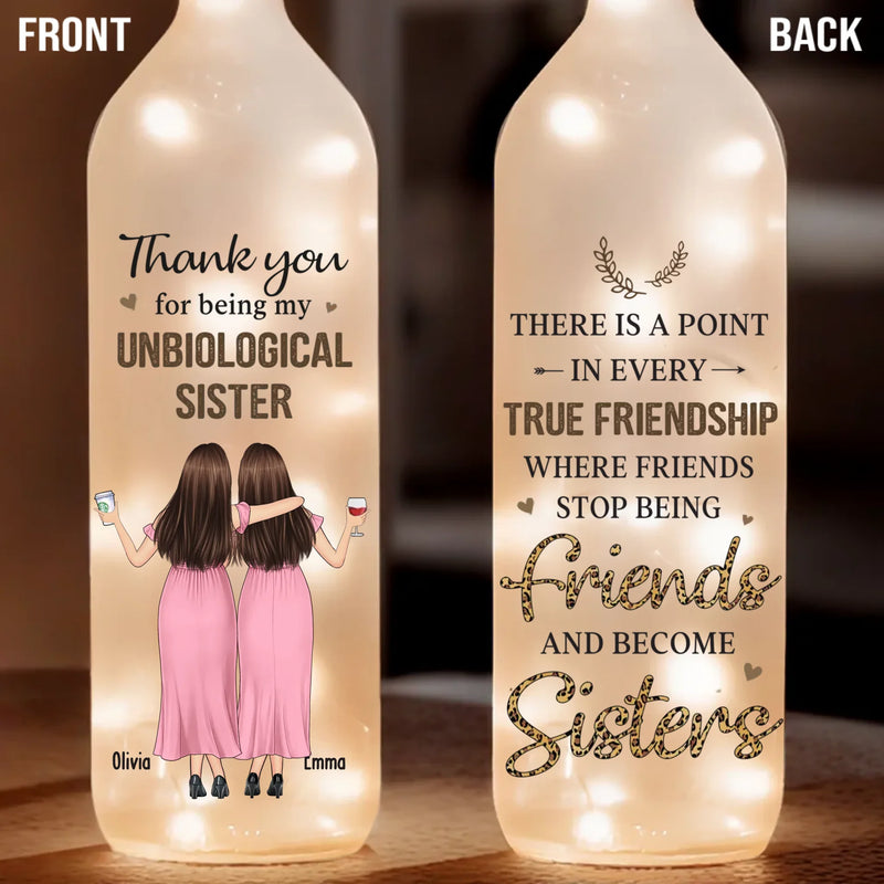 Friends Stop Being Friends And Become Sisters - Bestie Personalized Custom Bottle Lamp - Gift For Best Friends, BFF, Sisters