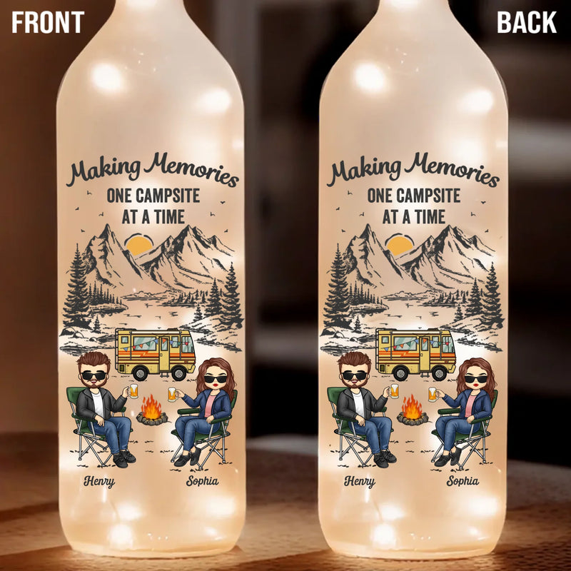 Custom Name Husband and Wife Camping Gifts for Couples - Personalized Bottle Lamp