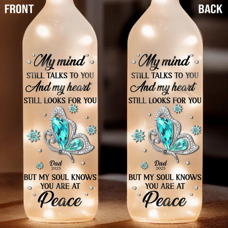 Peace Is Where You Now Rest - Memorial Personalized Custom Bottle Lamp - Sympathy Gift For Family Members