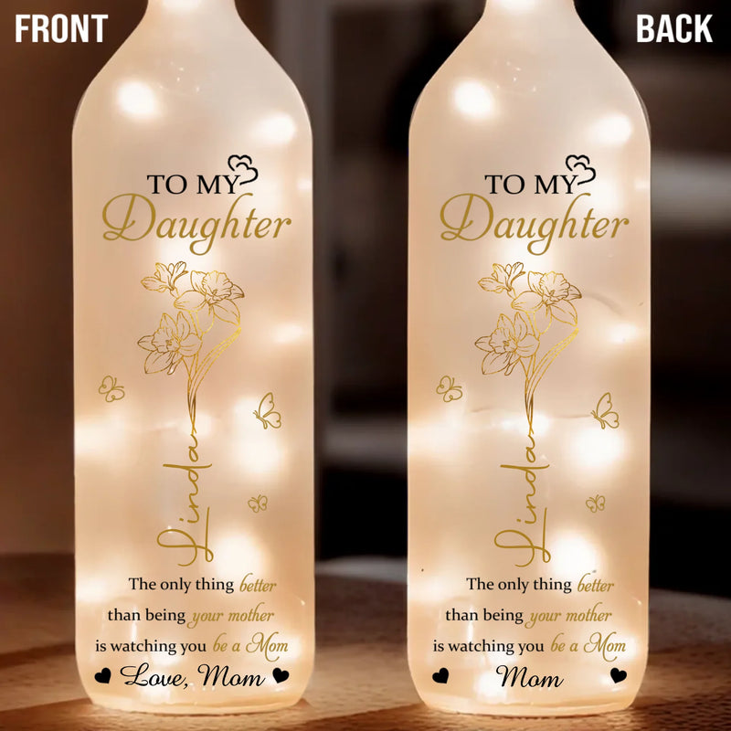 To My Beautiful Daughter - Family Personalized Custom Bottle Lamp - Mother's Day, Gift For Mom, Daughter
