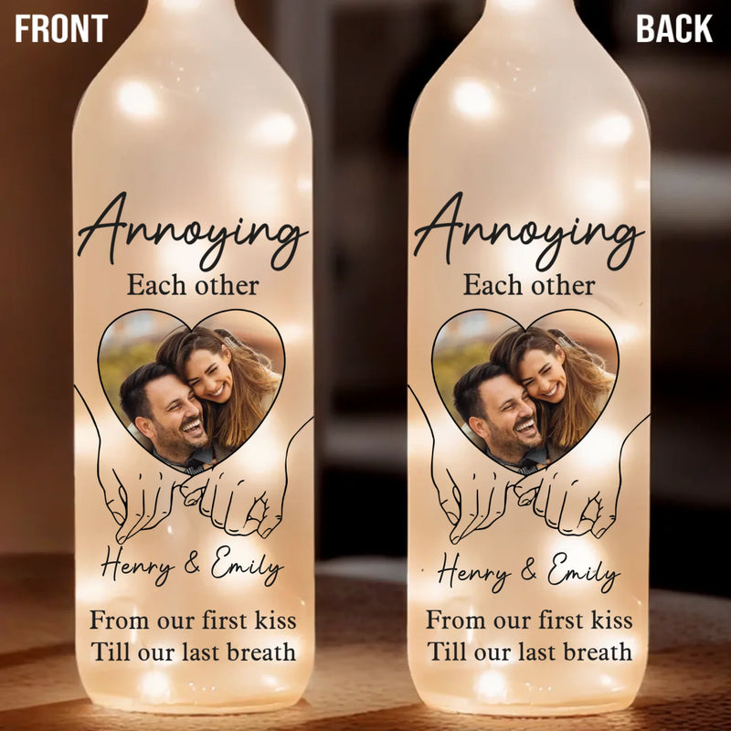 Custom Photo Loving You Endlessly - Couple Personalized Custom Bottle Lamp - Gift For Husband Wife, Anniversary