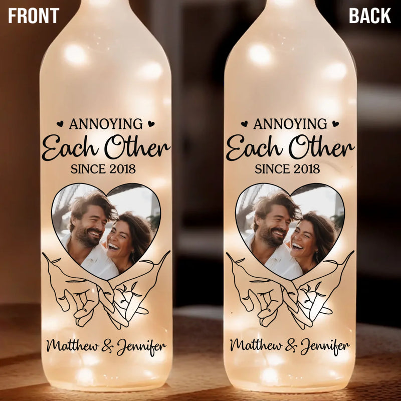 Custom Photo Still Holding On, Still Holding Hands - Couple Personalized Custom Bottle Lamp - Gift For Husband Wife, Anniversary