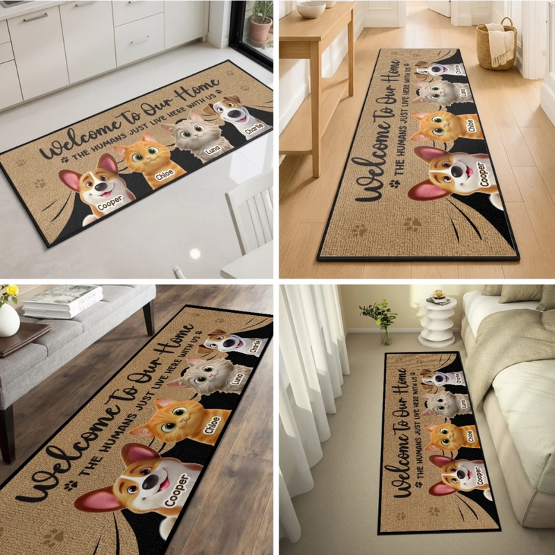 Custom Runner Rug - Personalized Christmas Birthday Gifts For Dog Cat Lovers, Dog Dad And Mom, Cat Owners - The Real Bosses Live Here