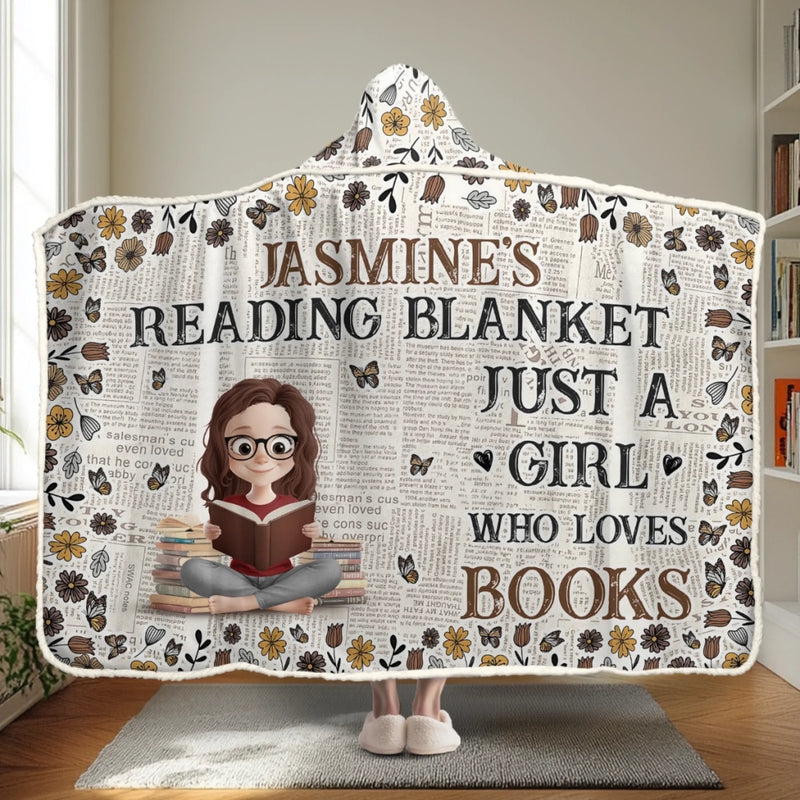 Custom Snuggle Blanket, Hoodie Blanket - Personalized Christmas Bookish Gifts For Book Lovers, Bookworms, Readers - For The Girl Who Lives Between Pages