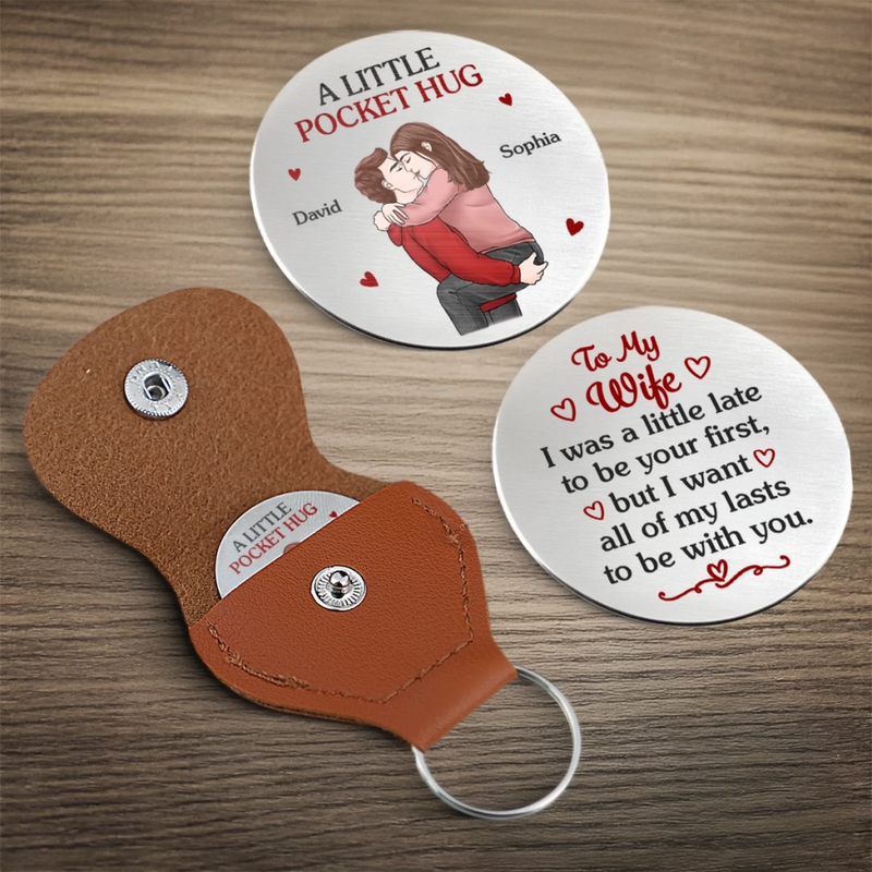Custom Pocket Hug - Personalized Anniversary Christmas Wedding Gifts For Husband And Wife, Him And Her - A Little Hug To Keep With You