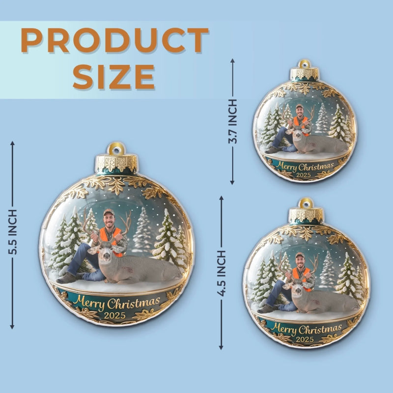 Custom Photo Acrylic Ornament - Personalized  Christmas Birthday Hunting Gifts For Hunters - Hunt Hard, Hang Proud