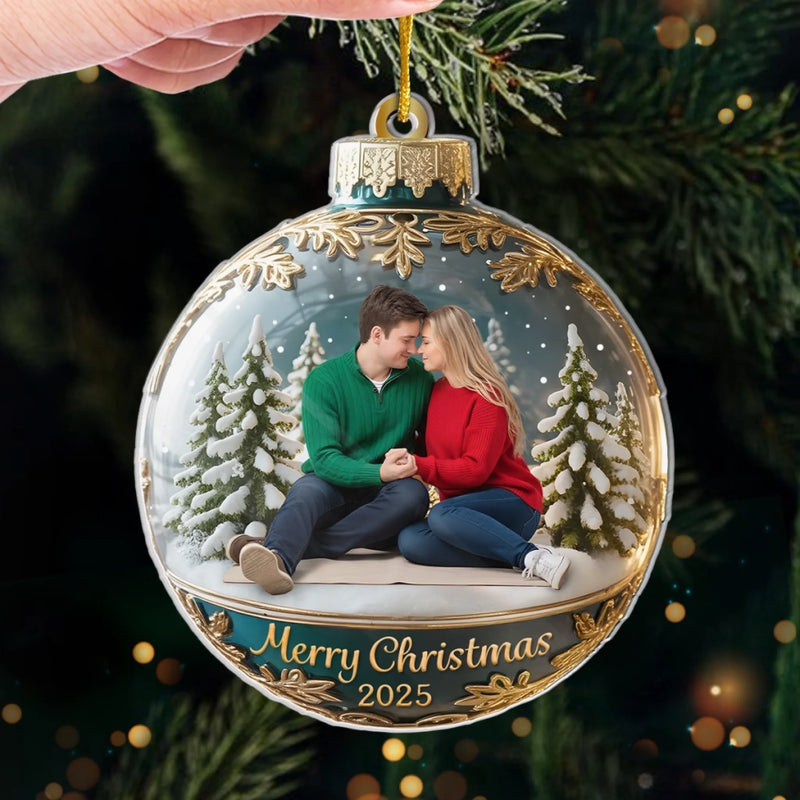 Custom Photo Acrylic Ornament - Personalized Anniversary Christmas Wedding Gifts For Husband And Wife, Him And Her - Every Snowflake Reminds Me Of You