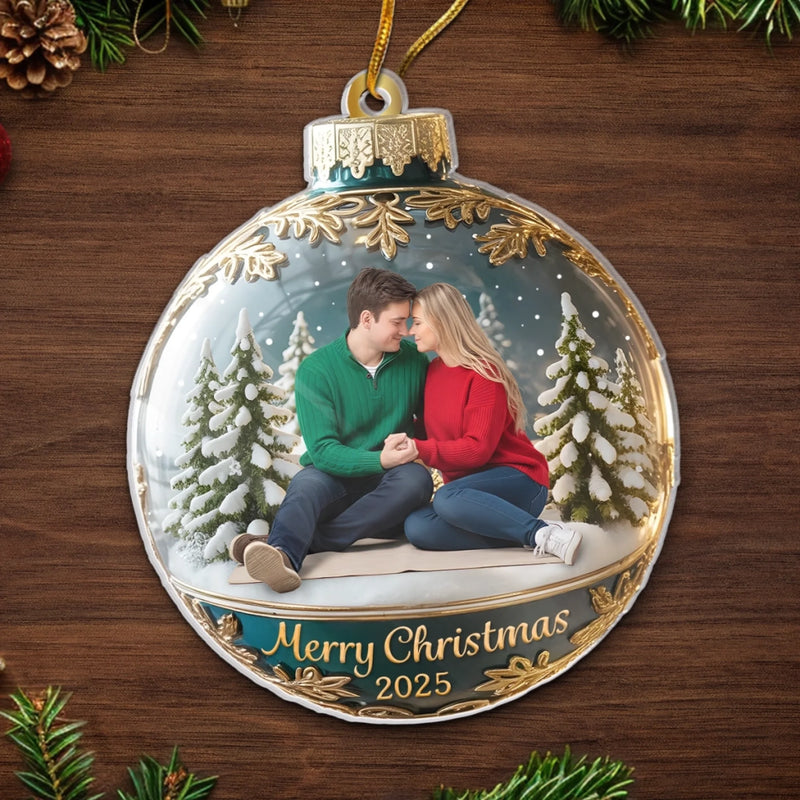 Custom Photo Acrylic Ornament - Personalized Anniversary Christmas Wedding Gifts For Husband And Wife, Him And Her - Every Snowflake Reminds Me Of You