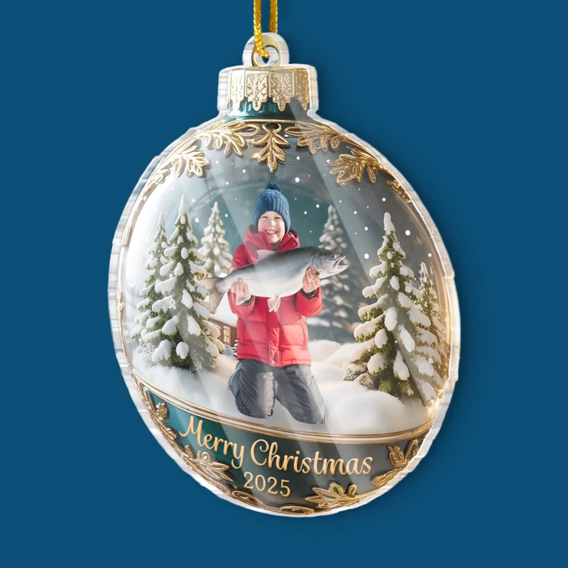 Custom Photo Acrylic Ornament - Personalized  Christmas Birthday Fishing Gifts For Fisherman - Santa’s Favorite Fisherman