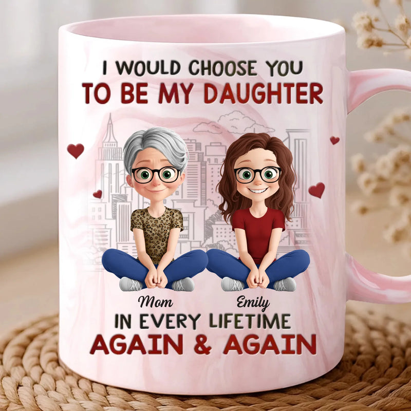 Custom Name Mother Daughter Love Gifts - Personalized 11oz Marble Mug