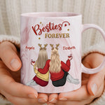 Custom Name Besties Forever Gifts for Best Friends - Personalized 11oz Marble Mug