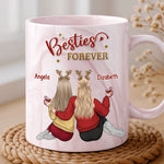 Custom Name Besties Forever Gifts for Best Friends - Personalized 11oz Marble Mug