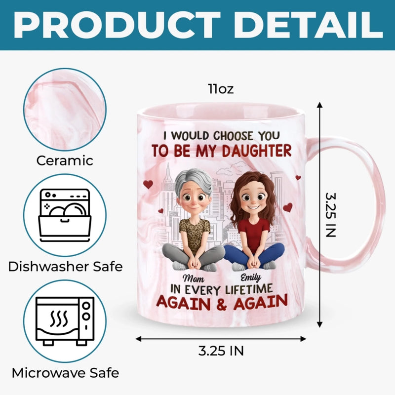Custom 11oz Pink Marble Mug - Personalized Birthday Gifts For Mom, Daughter - Blessed To Have You