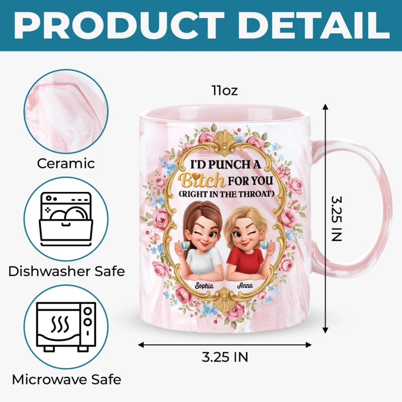 Custom 11oz Pink Marble Mug - Personalized Best Friend Birthday Gifts For Women, Besties, Sisters, BFF - Congrat On Being My Besties