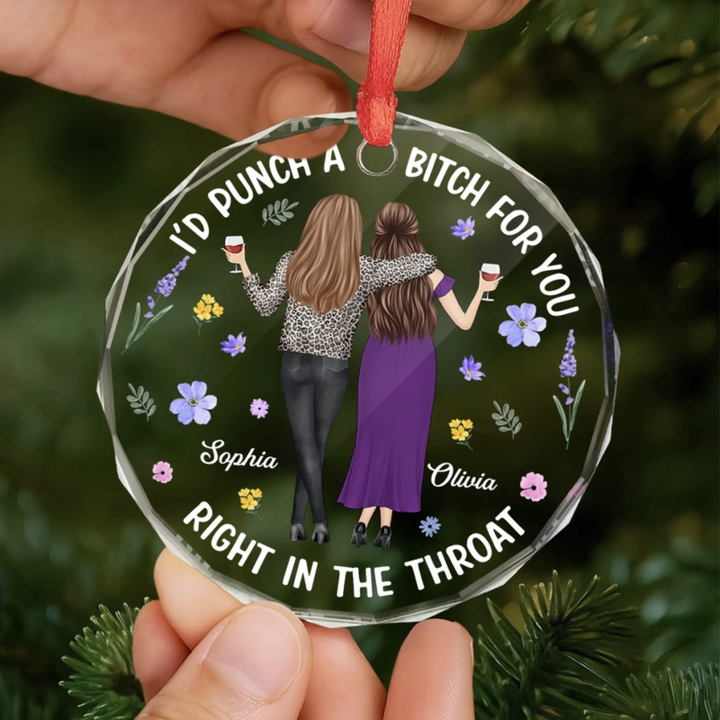 Custom Circle Glass Ornament - Personalized Best Friend Christmas Birthday Gifts For Women, Besties, Sisters, BFF - Found My Kind Of Crazy