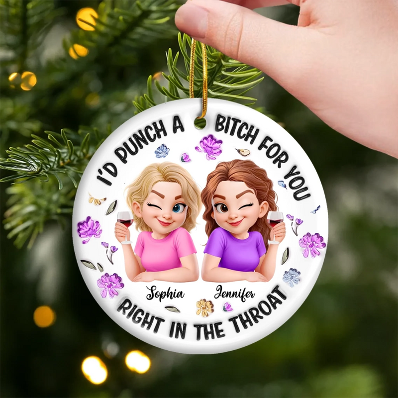 Custom Ceramic Ornament - Personalized Best Friend Birthday Gifts For Women, Besties, Sisters, BFF - Partners In Shine