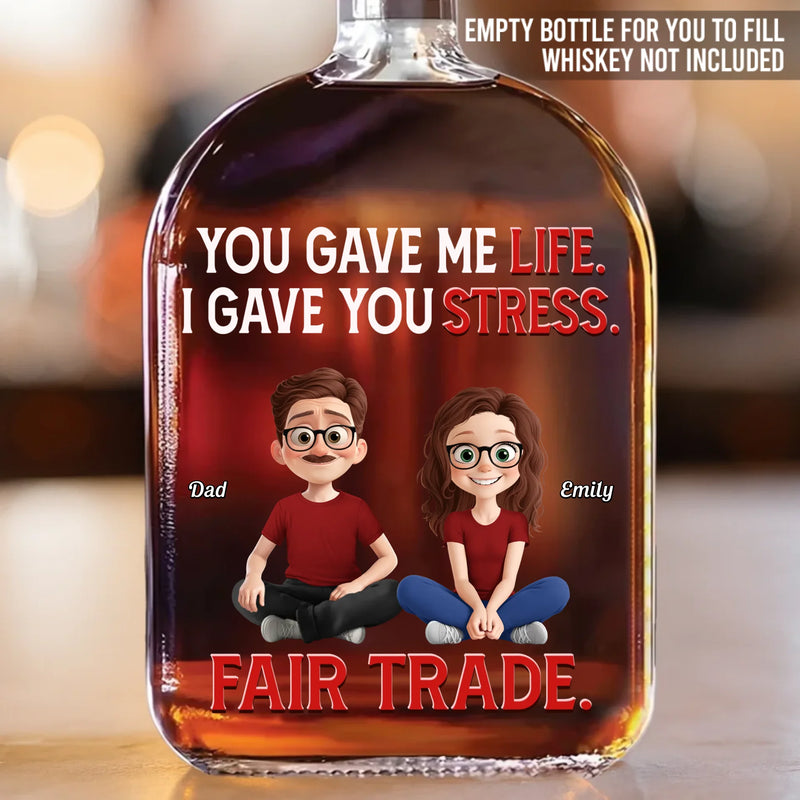 Custom Whiskey Bottle - Personalized Christmas Birthday Gifts For Dad, Daughter, Wine, Bourbon, Whiskey Lovers - I Gave Stress With Love
