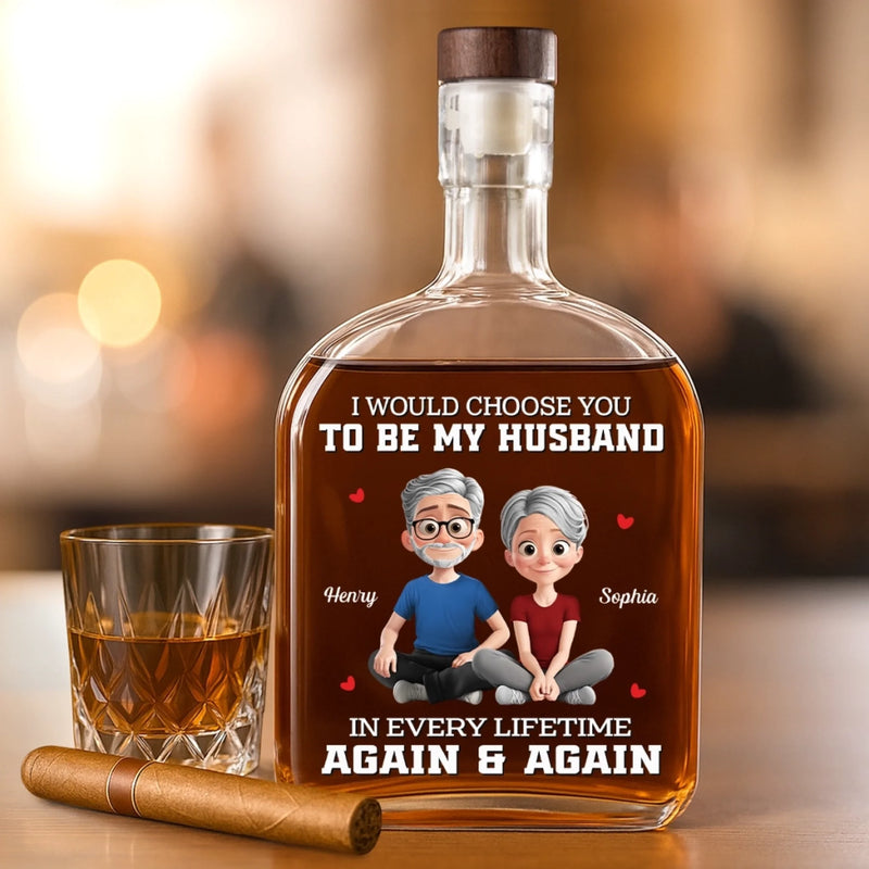 Custom Whiskey Bottle - Personalized Anniversary Christmas Wedding Gifts For Husband And Wife, Him And Her, Wine, Bourbon, Whiskey Lovers - Every Lifetime Leads Me Back To You
