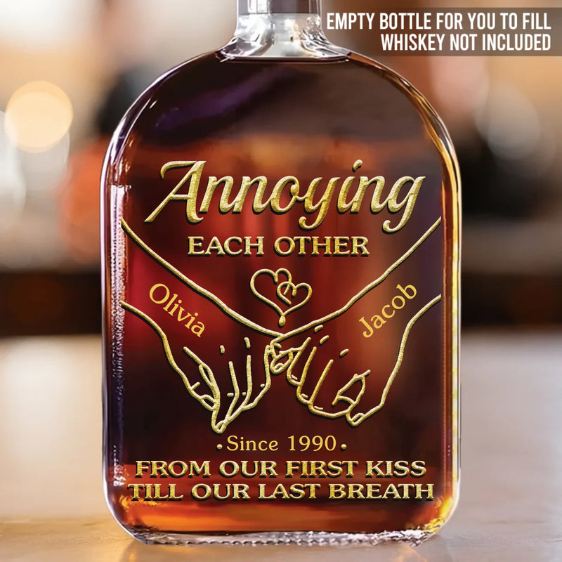 Custom Whiskey Bottle - Personalized Anniversary Christmas Wedding Gifts For Husband And Wife, Him And Her, Wine, Bourbon, Whiskey Lovers - Built To Love, Born To Annoy