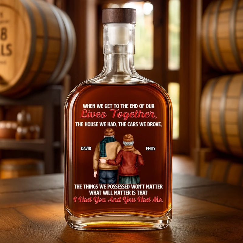 Custom Whiskey Bottle - Personalized Anniversary Christmas Wedding Gifts For Husband And Wife, Him And Her, Wine, Bourbon, Whiskey Lovers - Love Carried Us Through