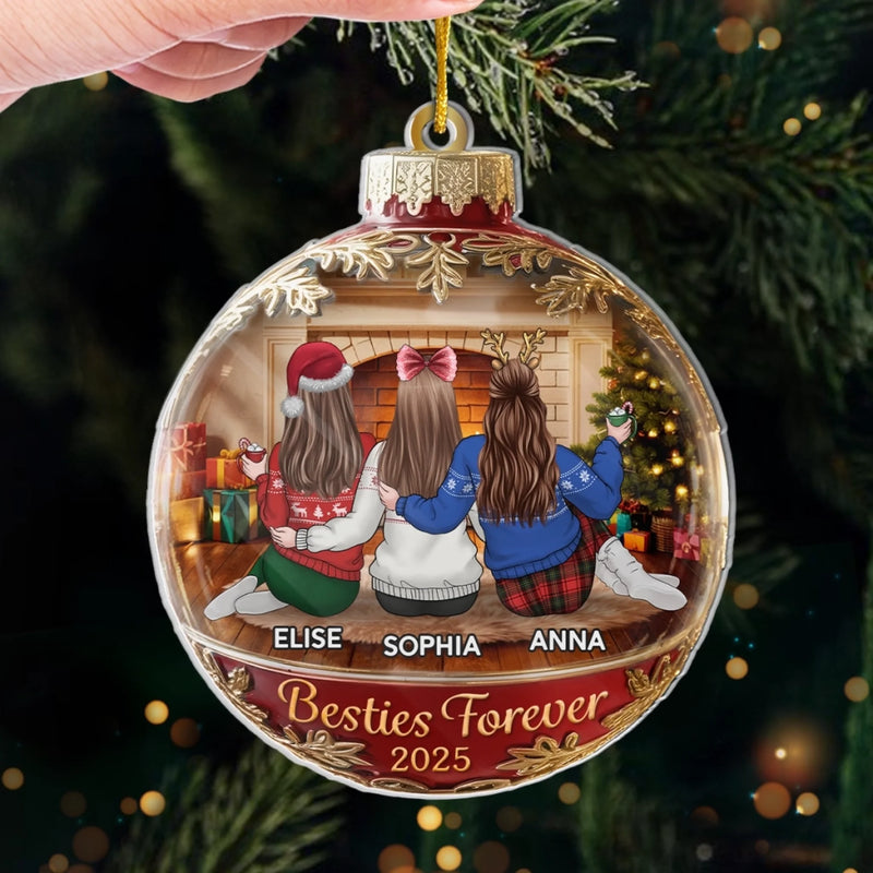 Custom Acrylic Ornament - Personalized Best Friend Christmas Birthday Gifts For Women, Besties, Sisters, BFF - More Laughs Less Drama