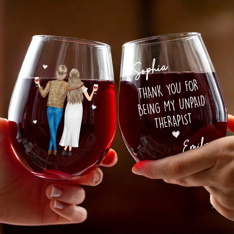 Custom Wine Glass - Personalized Best Friend Birthday Gifts For Women, Besties, Sisters, BFF - Our Kind Of Therapy