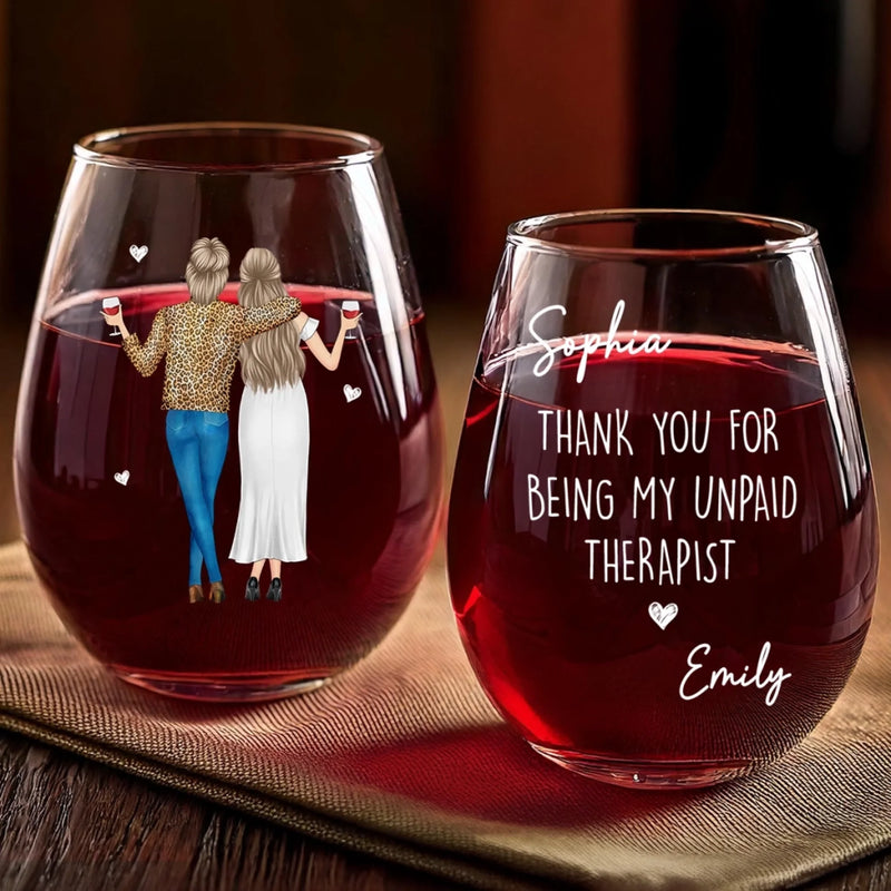 Custom Wine Glass - Personalized Best Friend Birthday Gifts For Women, Besties, Sisters, BFF - Our Kind Of Therapy