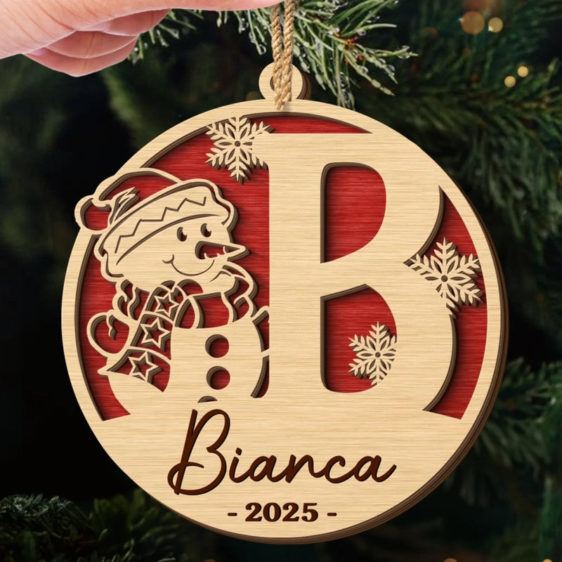 Custom Snowman Double Layer Wooden Ornament - Personalized Christmas Birthday Gifts For Mom, Dad, Brother, Sister, Kids - Family Moments Warm The Heart